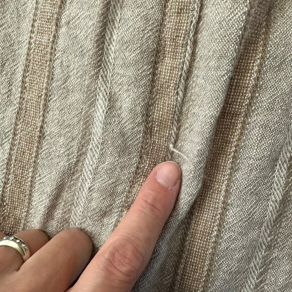 Fate Women's Size Medium Striped Roll Up Sleeve Linen Blend Wrap Top - Picture 10 of 11